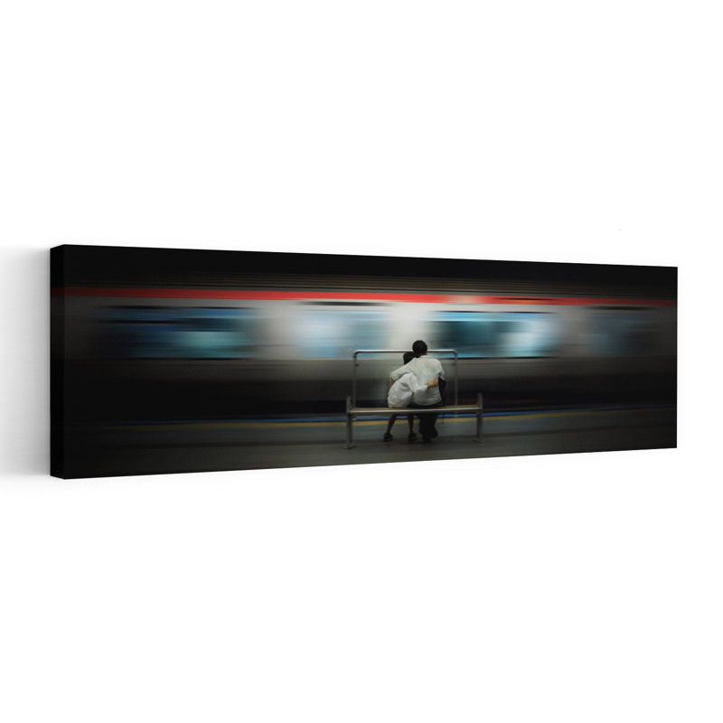 Train Station Embrace 1 Piece Wrapped Canvas Panoramic Wall Art, 121.92 cm H x 40.64 cm W