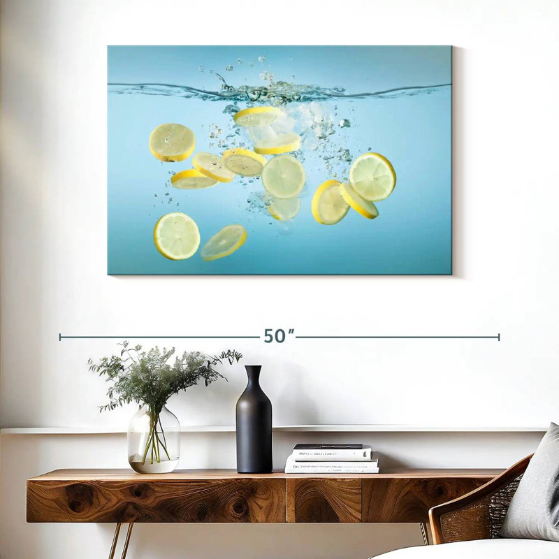 Yarlin tranches de citron dans l'eau, H 26 po x l 39 po