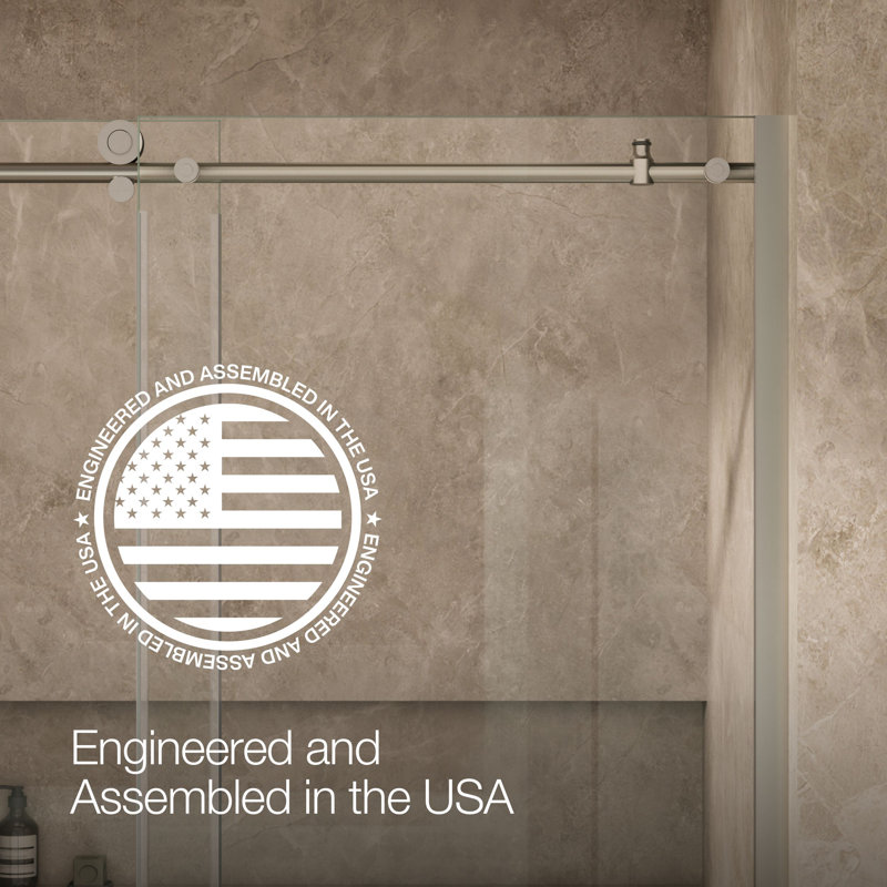 Composed 62 In. H Sliding Bath Door With 3/8 In. - Thick Glass, Nickel