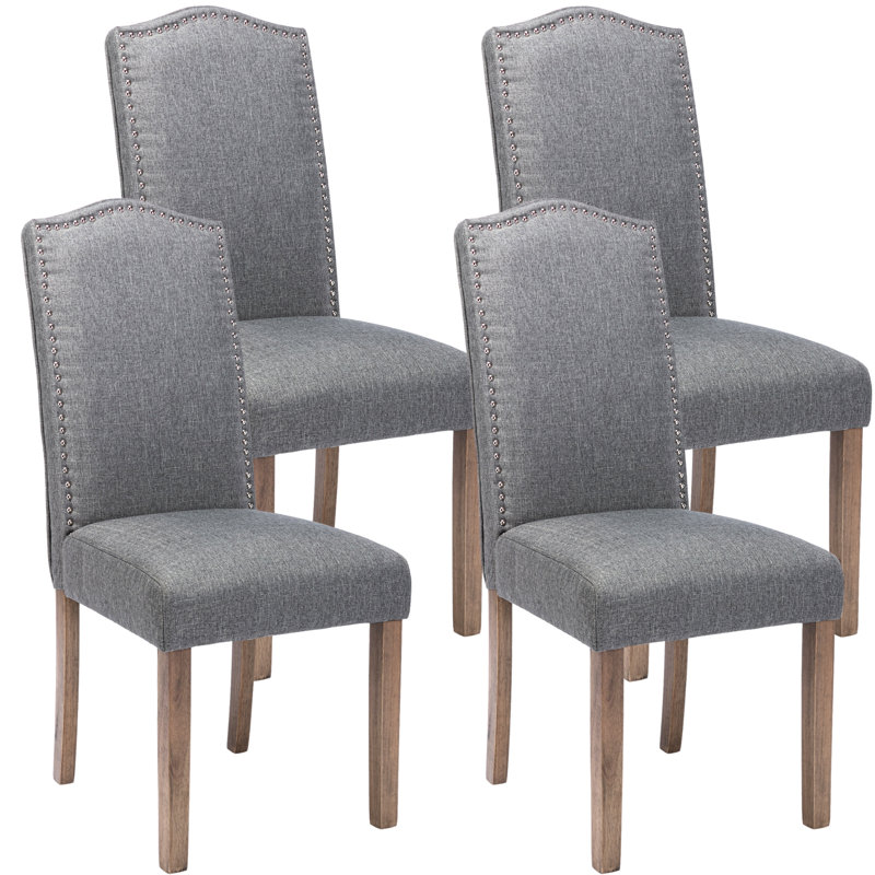 Chaise parsons capitonnée en lin rembourré, Gris