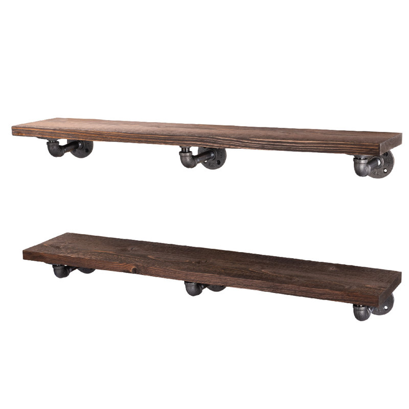 Tablette flottante en bois massif Hibbell 36 pouces, Brun sentier