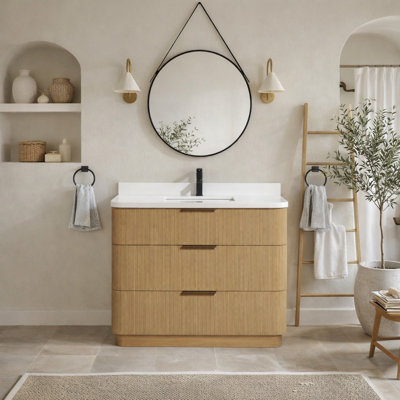 Meuble-lavabo simple en bois massif Calamigo