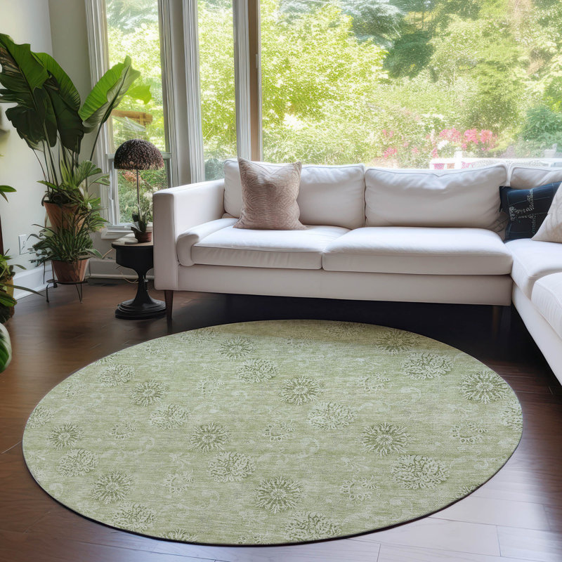 Leis Floral Indoor Rug, Round 8'