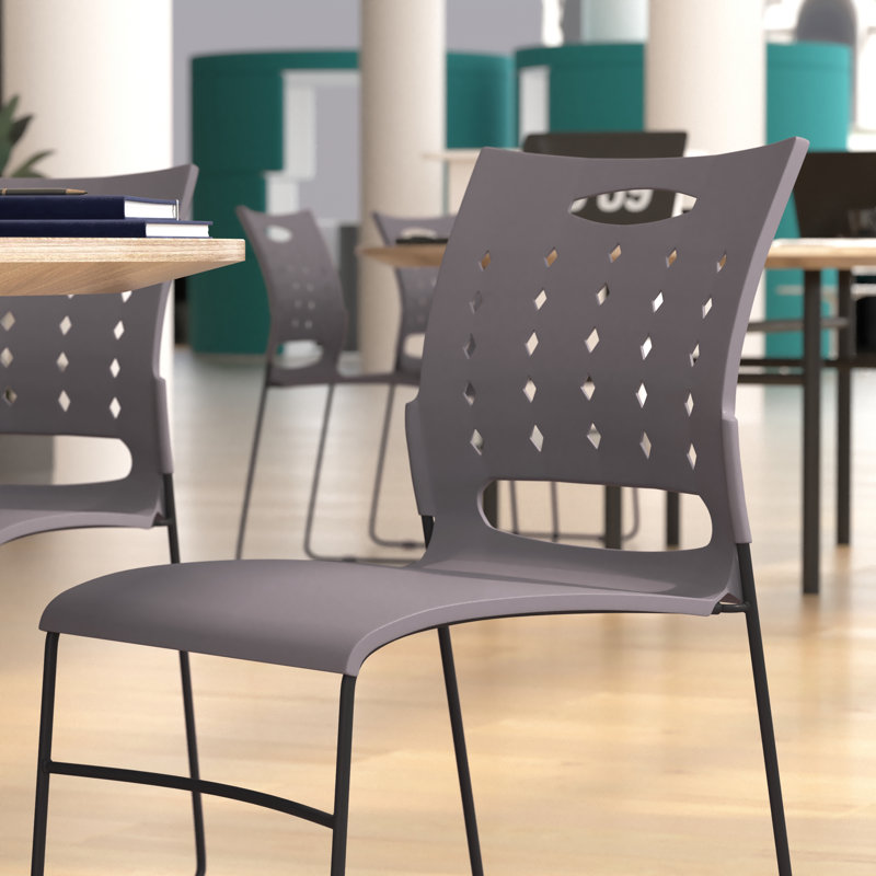 AeroFlow Gray Sled Base Stackable Chairs, Set of 5