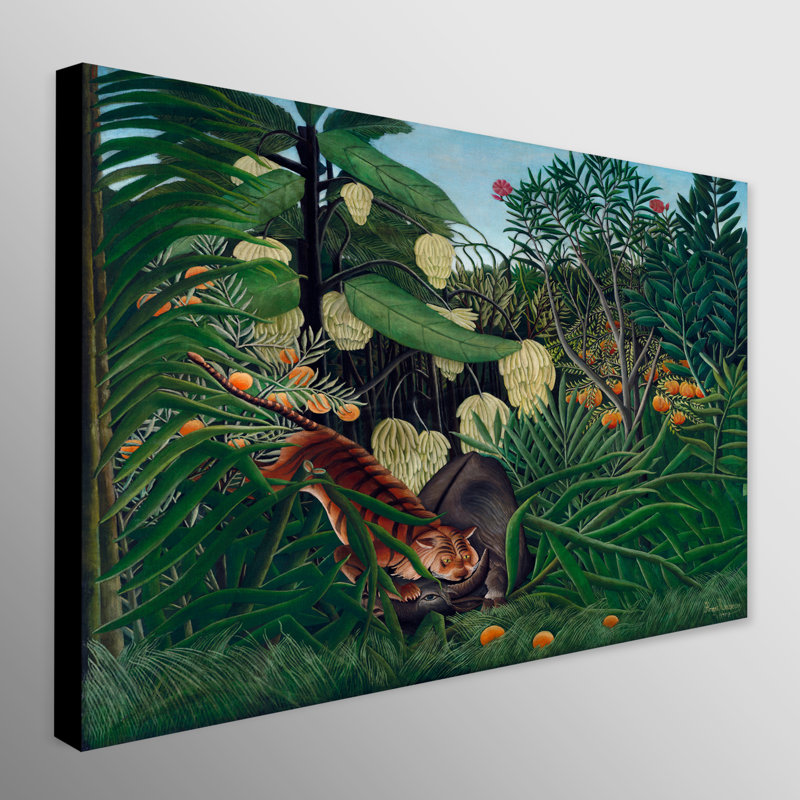 Fight Between A Tiger And A Buffalo (1908) by Henri Rousseau - Wrapped Canvas Print, 61cm H x 81cm W x 3.8cm D