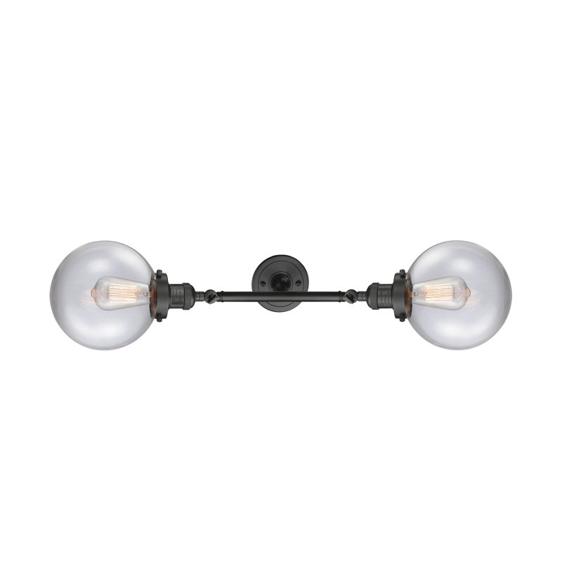 Éclairage de salle de bain à intensité variable 2 lumières Clementina, Transparent, Ampoule incandescente rétro de 60 watts