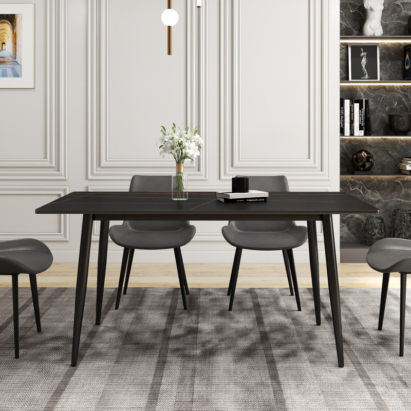 Grande table de salle à manger Juvan, Noir, H 29,21 po x L 31,49 po x l 55,11 po