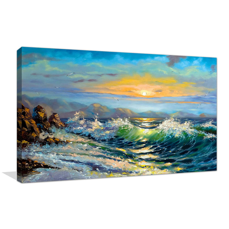 « paint ocean vagues », reproduction de peinture à l’huile sur toile tendue, H 24 po x l 40 po x P 1,5 po