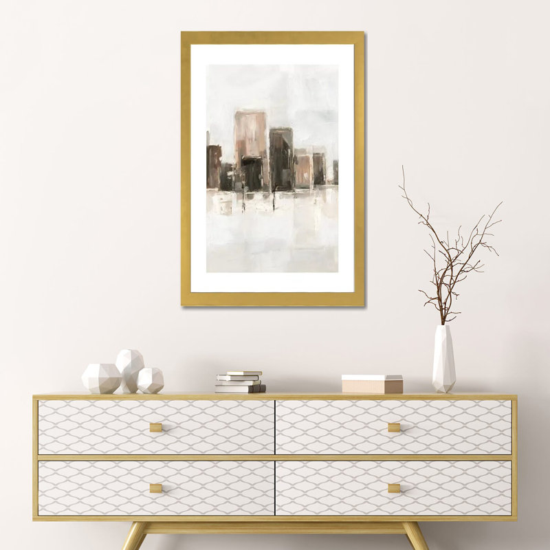 «Metropolitan Vista I» par Ethan Harper - reproduction d'art, H 24 po x l 16 po x P 1 po, Papier encadré doré, Blanc