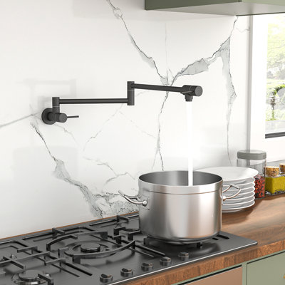 Robinet remplisseur de pot - Robinet d'évier de cuisine mural pliant extensible avec un trou et deux poignées,