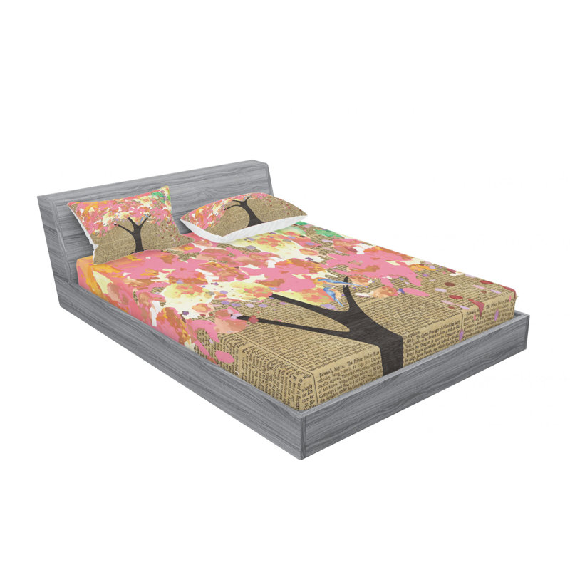 Tree Microfiber Sheet Set, Queen Sheet Set + Fitted Sheet + 2 Pillowcases