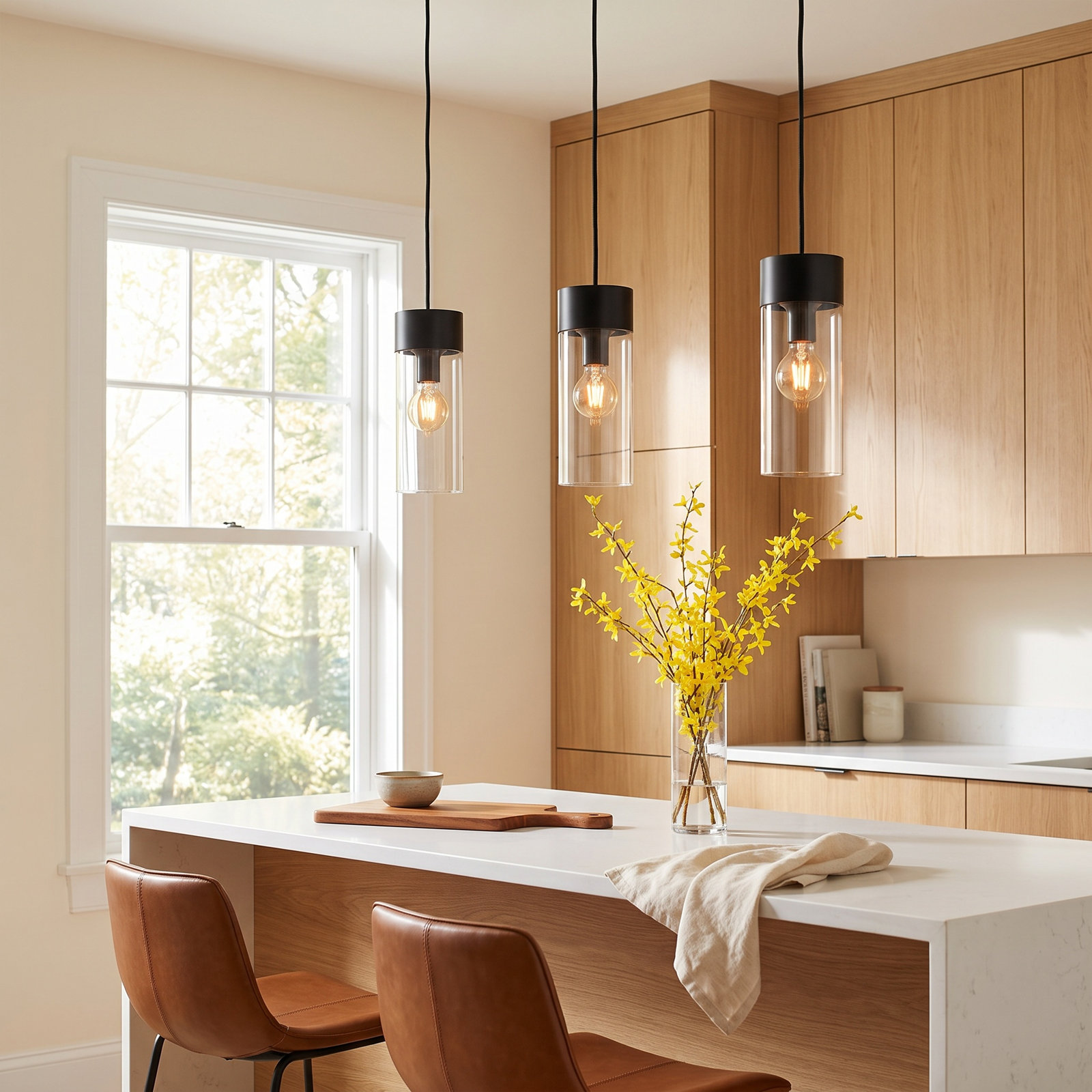 Monterey 3 Light Glass Dimmable Pendant
