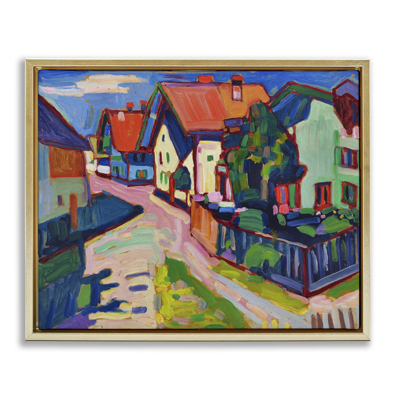 «Kandinsky Murnau Landscape», art mural sur toile flottante par One1000Paintings, Cadre flottant métallique doré