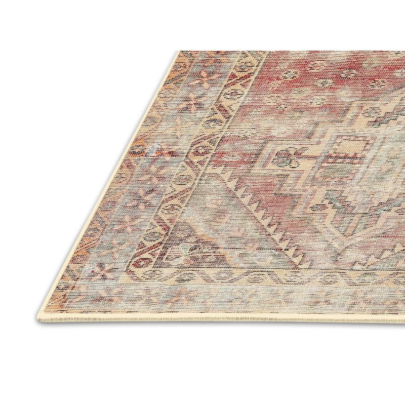 Tapis traditionnel beige / gris / rouge, Rectangle 2 pi x 3 pi