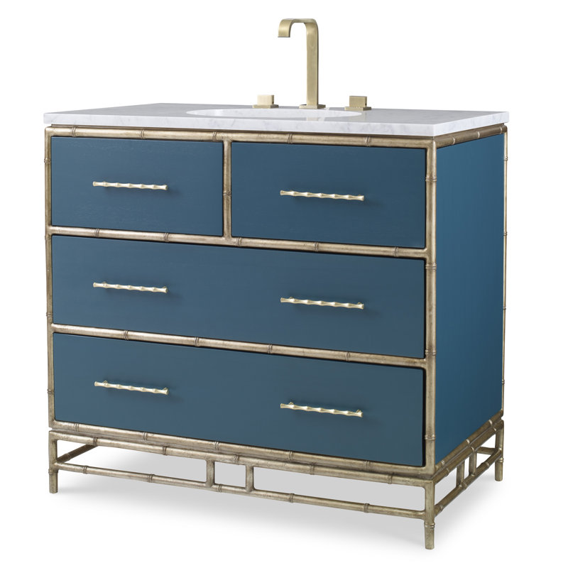 Ensemble de meuble-lavabo simple 38 po Chinoiserie, Paon