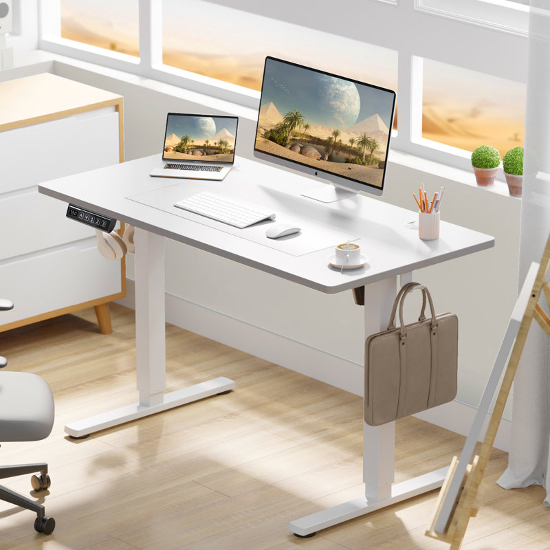 Koree Standing & Height-Adjustable Desks, White, 46.46'' H x 40'' W x 23.62'' D