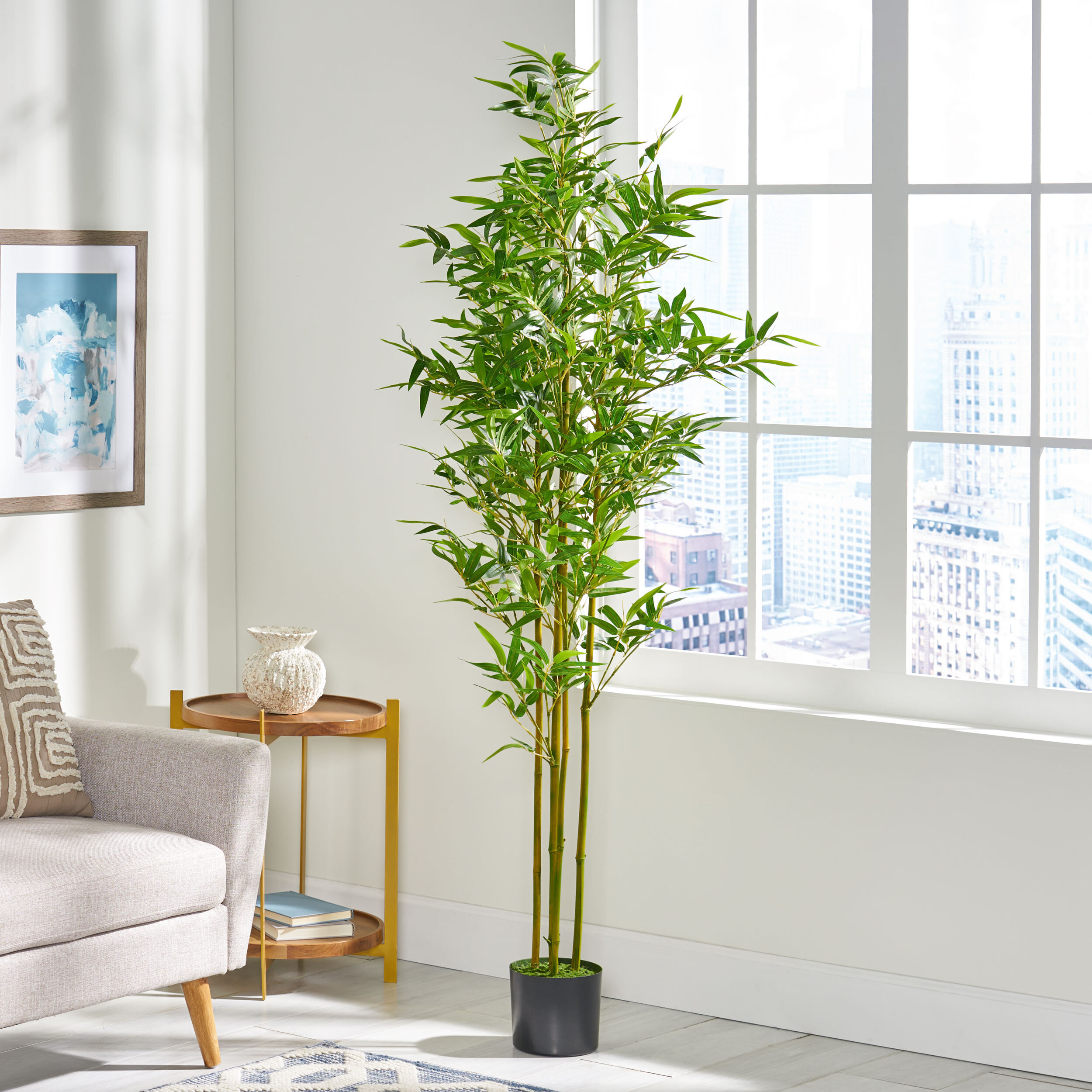 Primrue 51.5\'\' Faux Bamboo Tree in Planter & Reviews | Wayfair