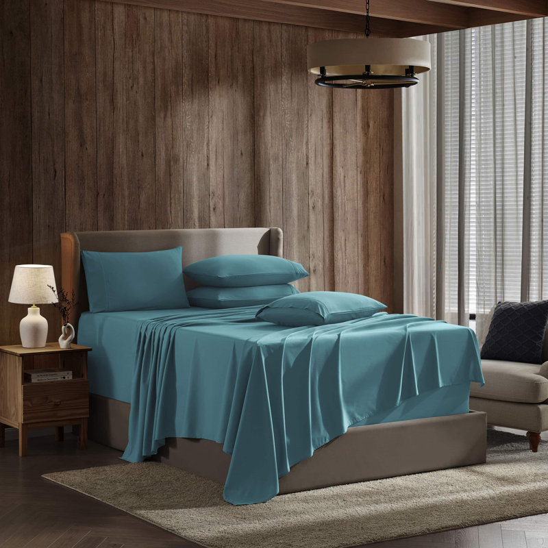 Ensemble de draps en microfibre Hotel Luxury, Très grand californien, Bleu sarcelle