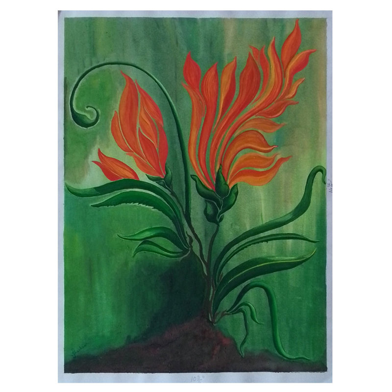 Fleur de feu | Aquarelle sur papier | Par Sukanya Sarkar