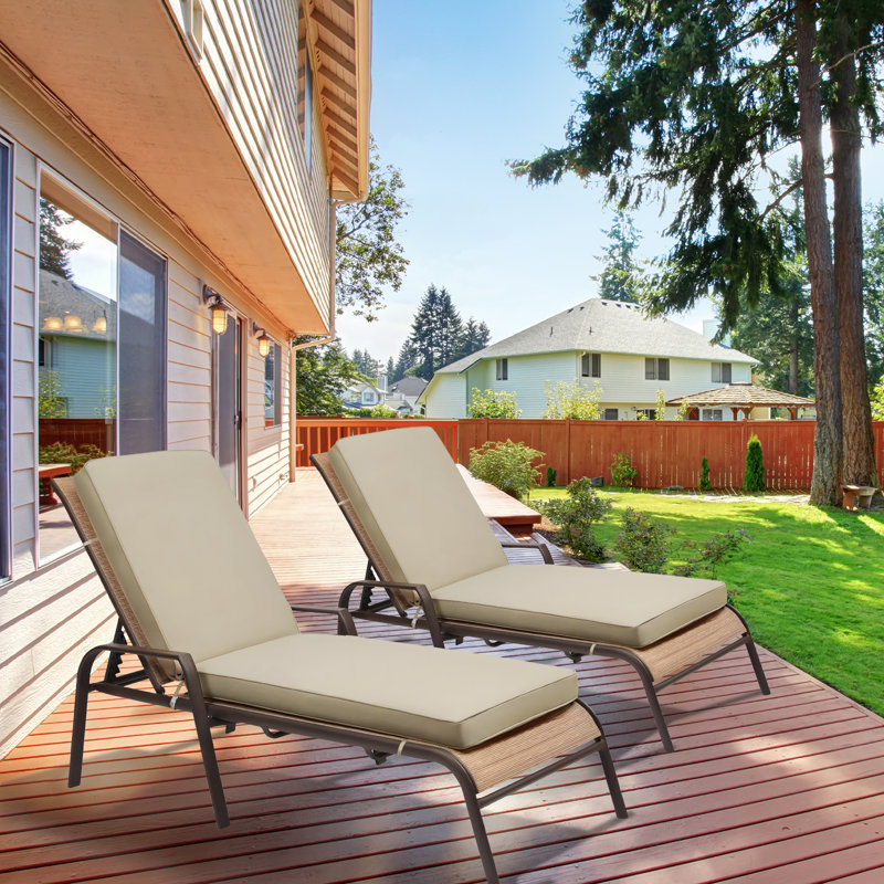 Outdoor Chaise Lounge Cushion, Set of 2, Khaki