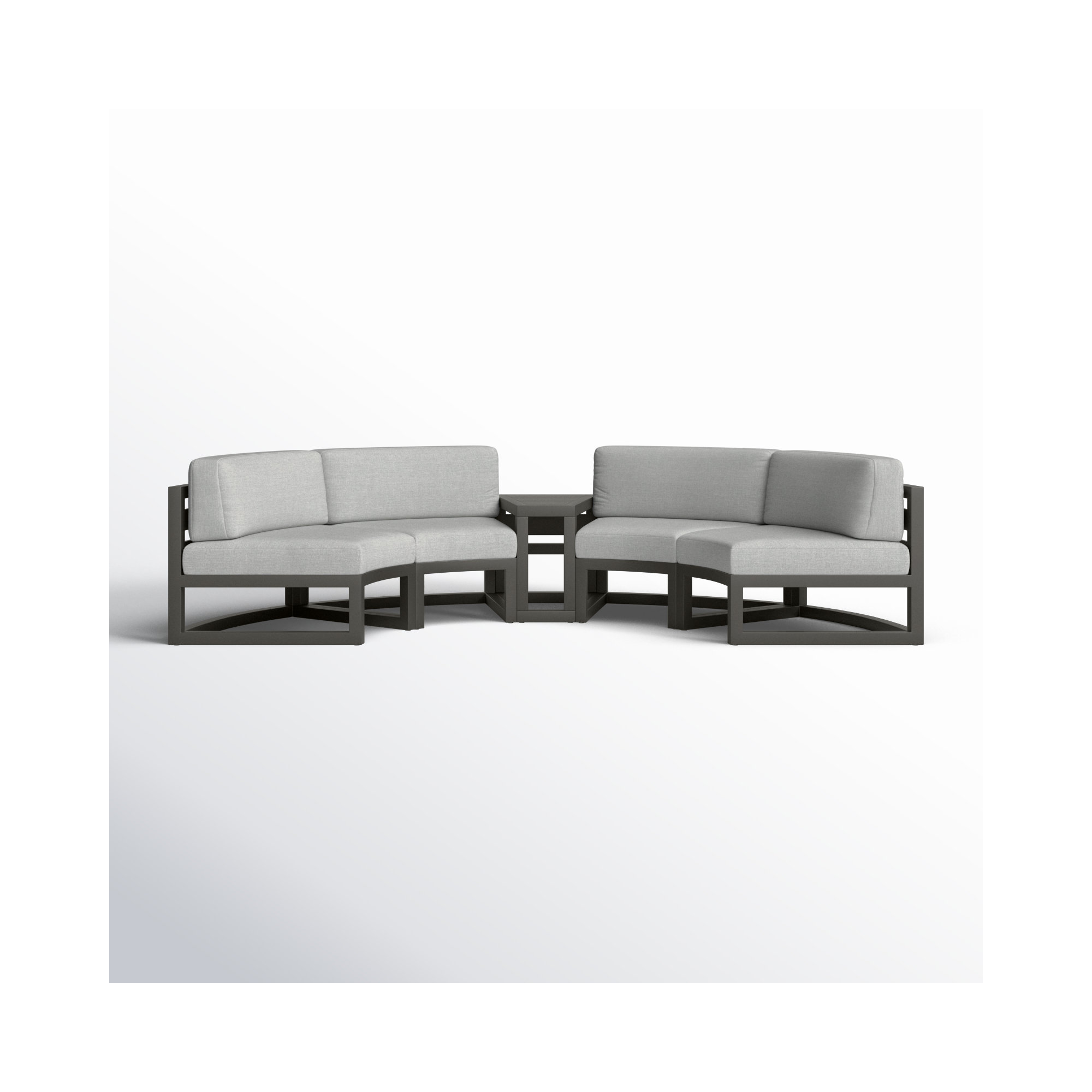 Bergeron Outdoor Curved Patio Sectional with Sunbrella Cushions, Slate, Cast Silver Sunbrella®