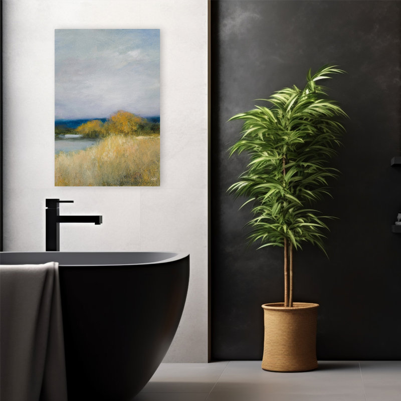 Summers End - Blue Grass, Green Lake and Lodge, art, H 24 po x l 16 po