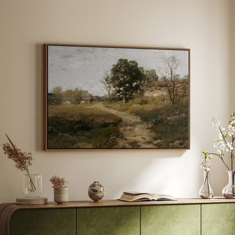 Paysage rétro - MLXII, H 17 po x l 25 po, Toile encadrée noyer flottant