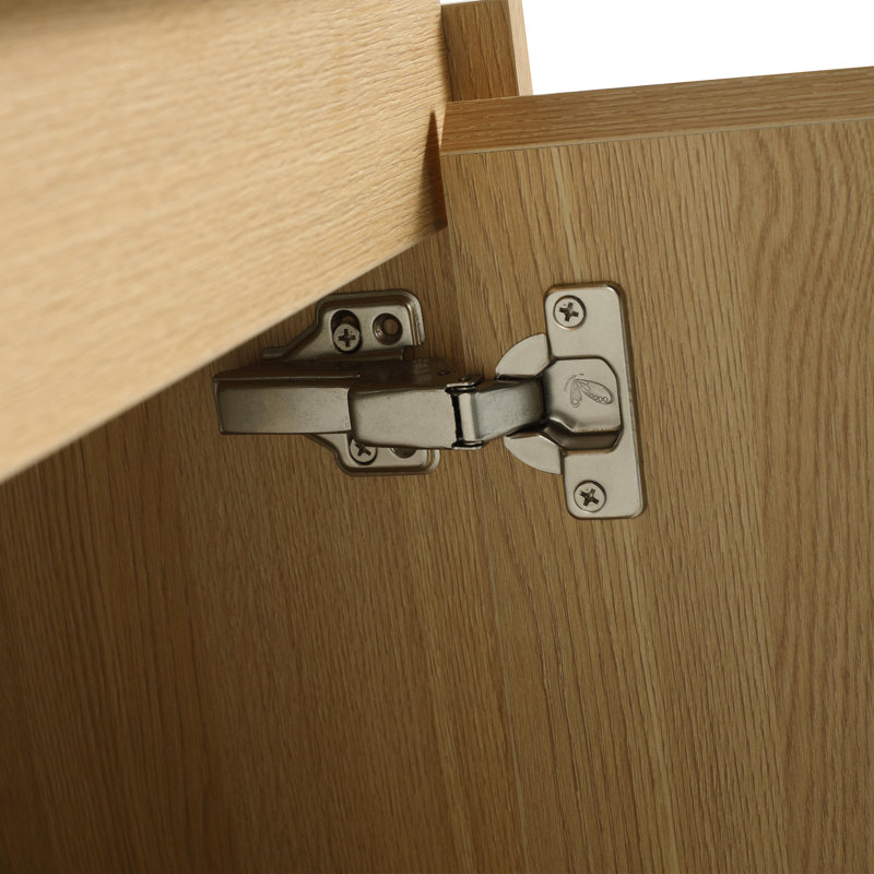 Meuble-lavabo 24 po avec lavabo en céramique, lavabo mural mural, armoire de rangement en bois à double porte pour salle de bain, lavabo pratique en chêne de 24 po, armoire fonctionnelle