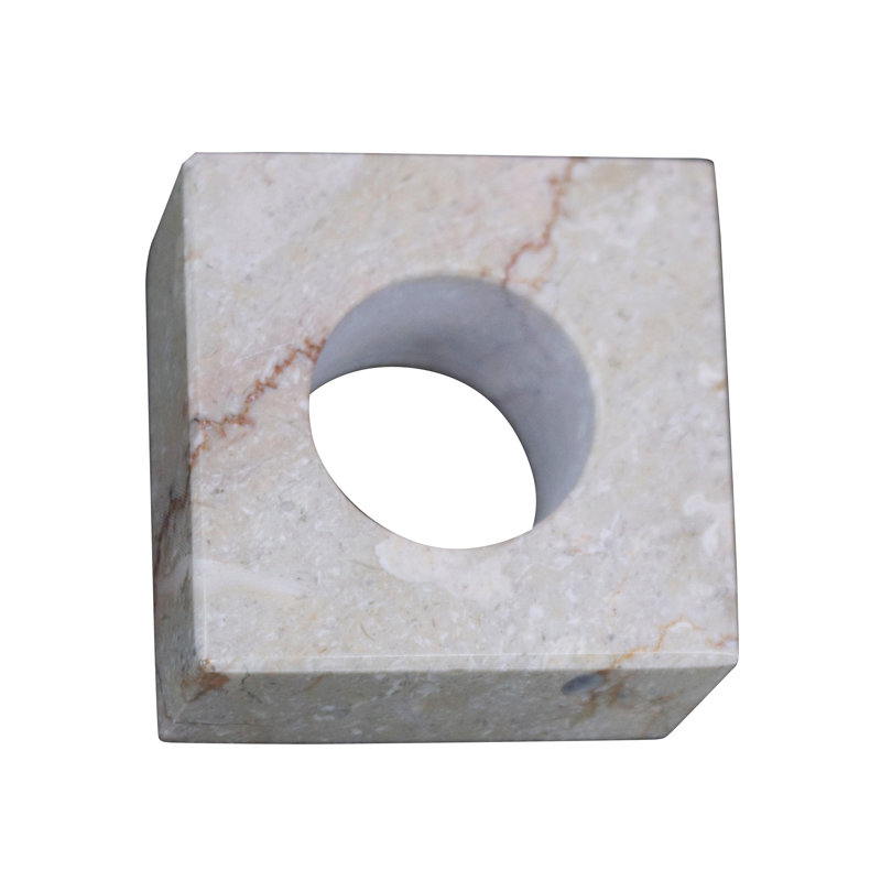 Marble Napkin Rings, Golden Wheat Pattern, Set Of 4, Natural Stone Table Decor