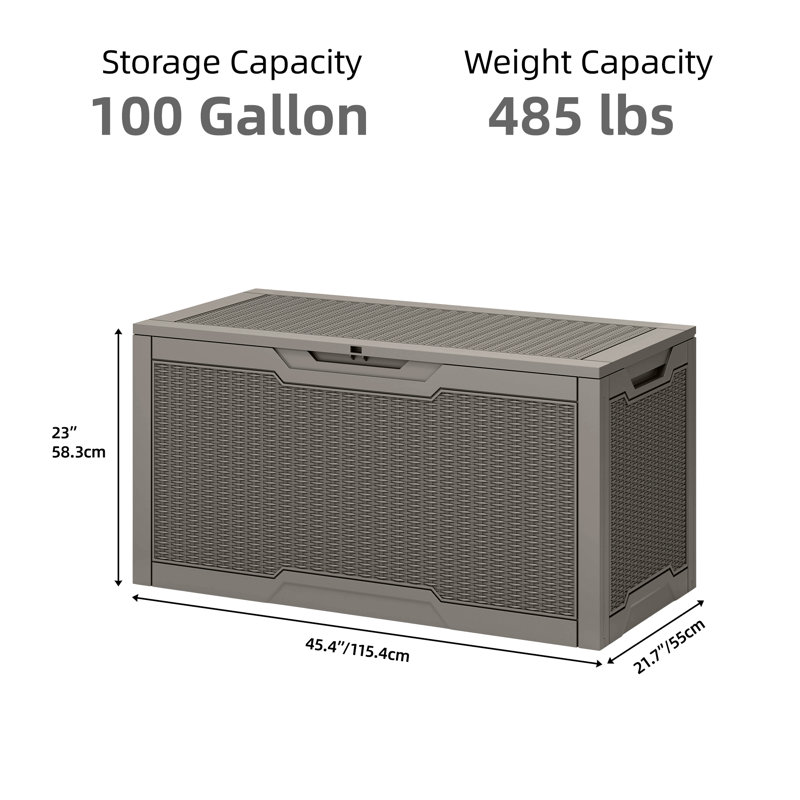 Contenant verrouillable pour terrasse 100 gallons, Marron clair