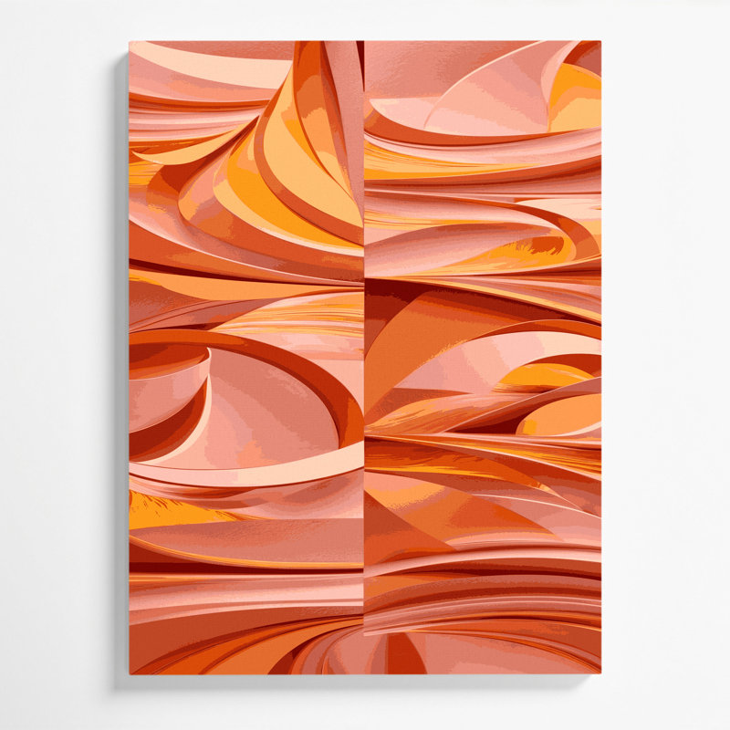 «Abstract Shapes 17», art mural sur toile rose, H 36 po x l 24 po