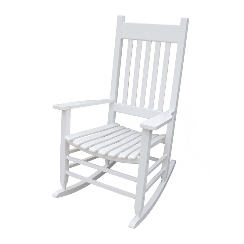 Chaise berçante en bois sans tapis, Blanc