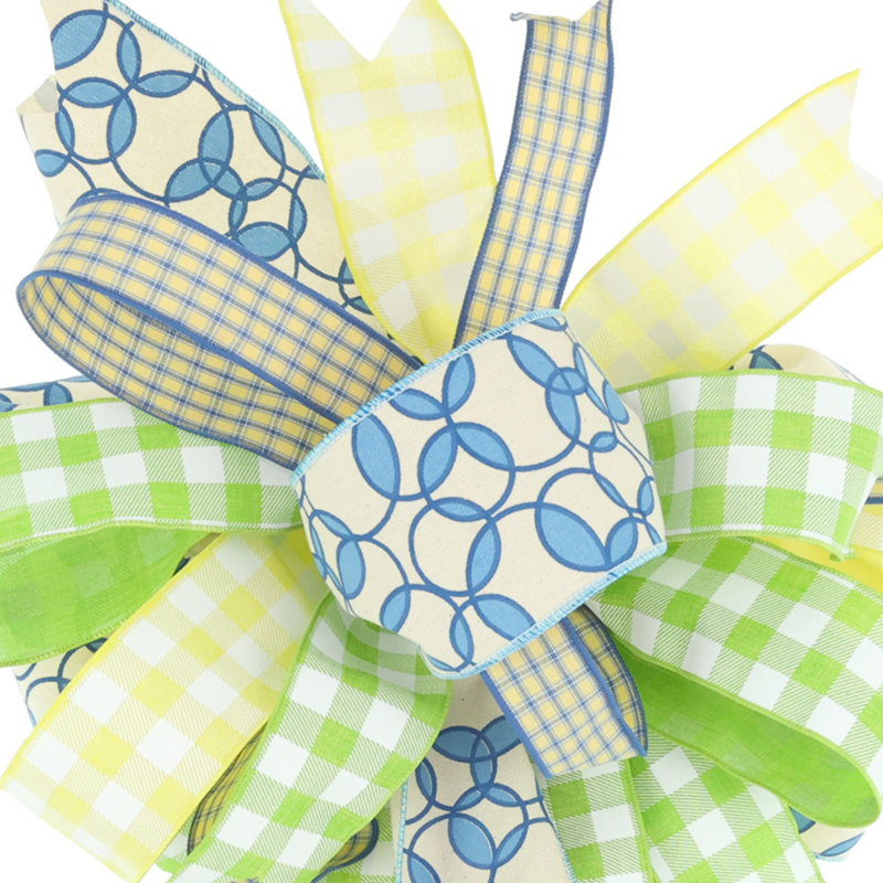 Decorative Spring Bow, Blue/Green/Yellow