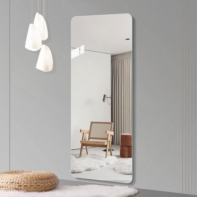 Miroir de coin rond complet pour le salon, la chambre à coucher, le vestiaire mural, le trou et le trou de suspension, miroir en verre anti-déflagrant de haute qualité de 5 mm