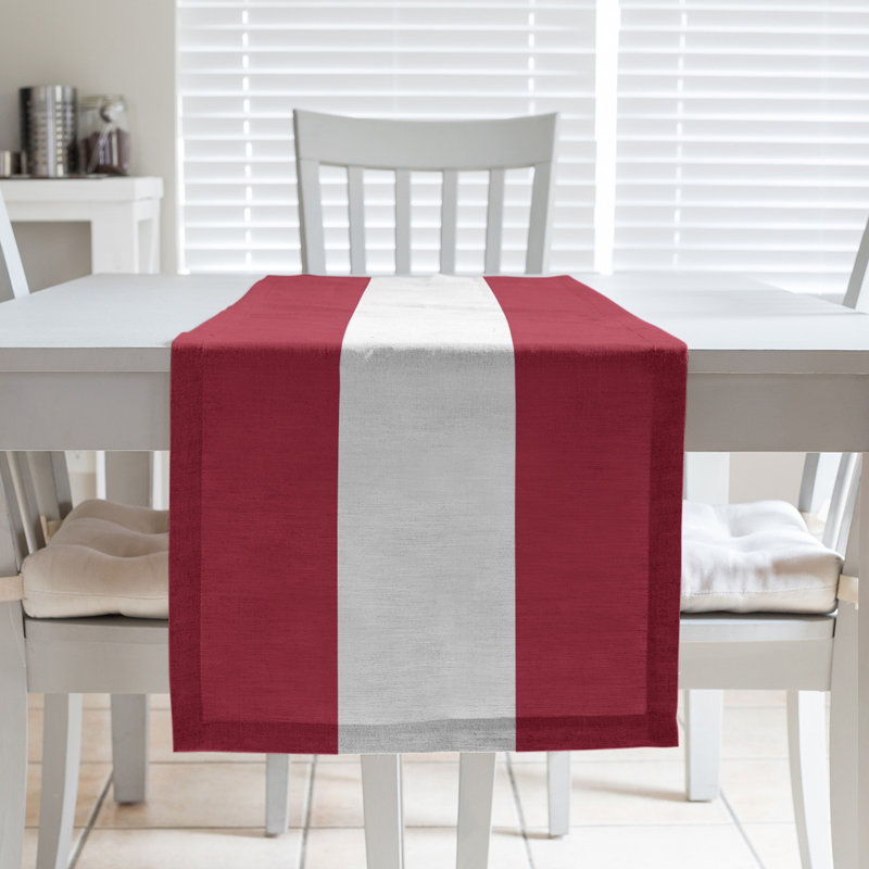 Houston Throwback Football Stripes Table Runner, 72" x 16", New England Football Red/White, Polyester