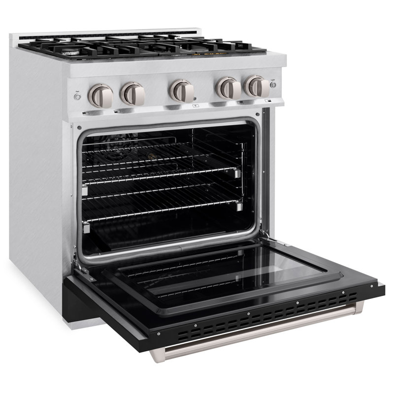 ZLINE 30" Classic Dual Fuel Black Matte Door Range w/ 4 Burners and Convection Oven, Black