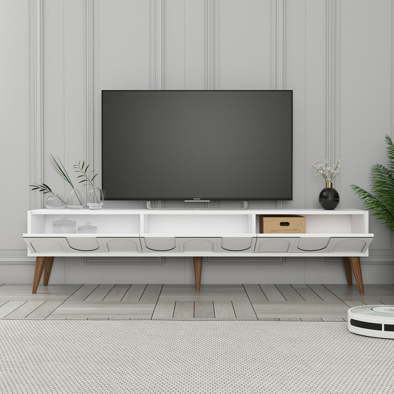 Keikei Unfinished TV Stand, White/Brown