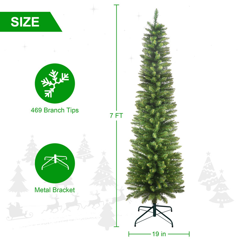 Arbre de Noël à crayon vert, H 5 pi