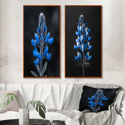 «Blue Bonnets Morning Dew I» - ensemble de 2 reproductions murales «Blue Bonnets»