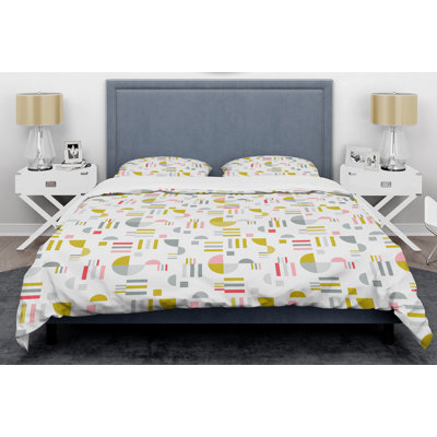 Ensemble de housse de couette à motif abstrait rétro rétro en polyester microfibre
