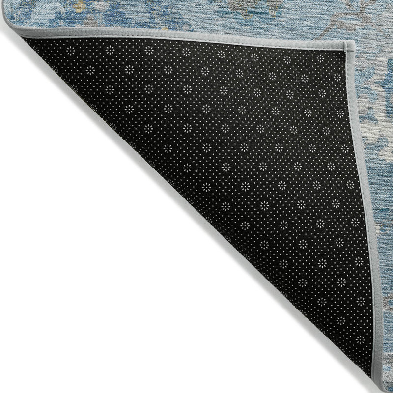 Machine Washable Indoor/Outdoor Christain ACN1373 Teal Rug, Rectangle 5' x 7'6"