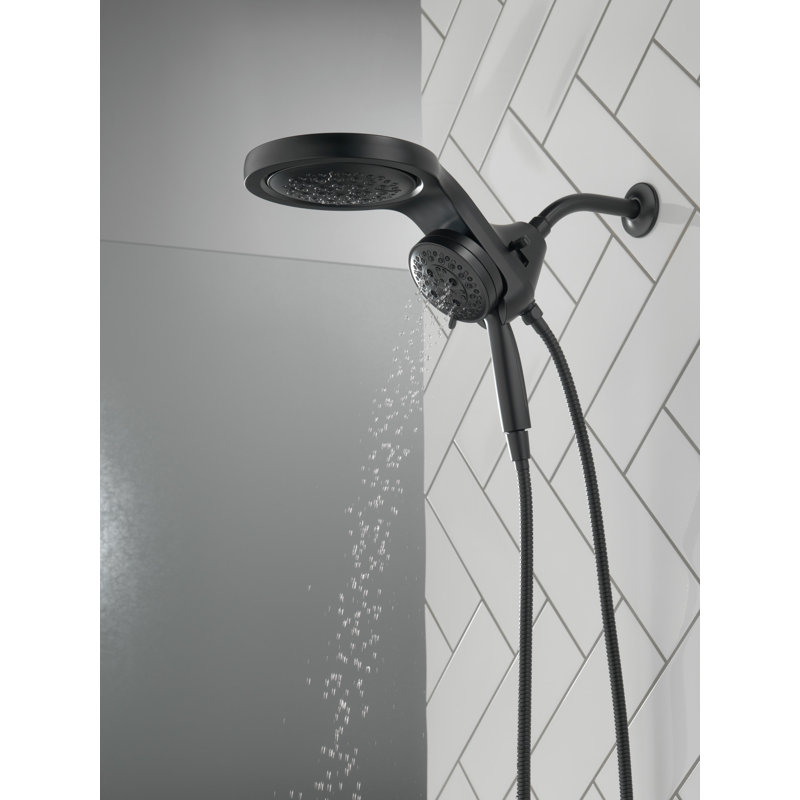 HydraChoice Hydrorain 5 Spray Dual Shower Head and Handheld Shower with H2Okinetic 1.75 GPM, Matte Black