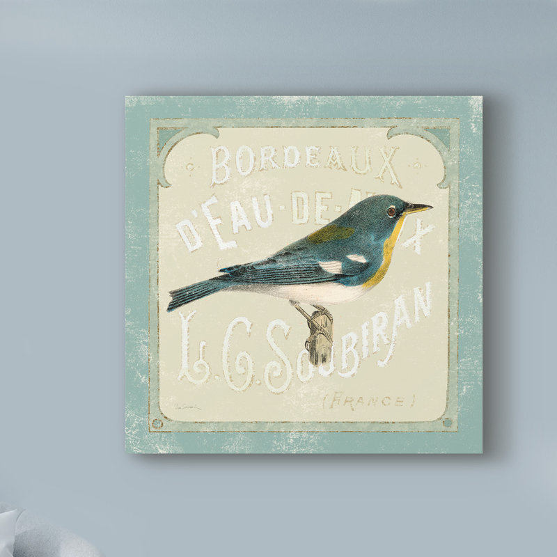 « parisian oiseau i », reproduction de peinture à l’acrylique sur toile tendue, H 35 po x l 35 po x P 2 po