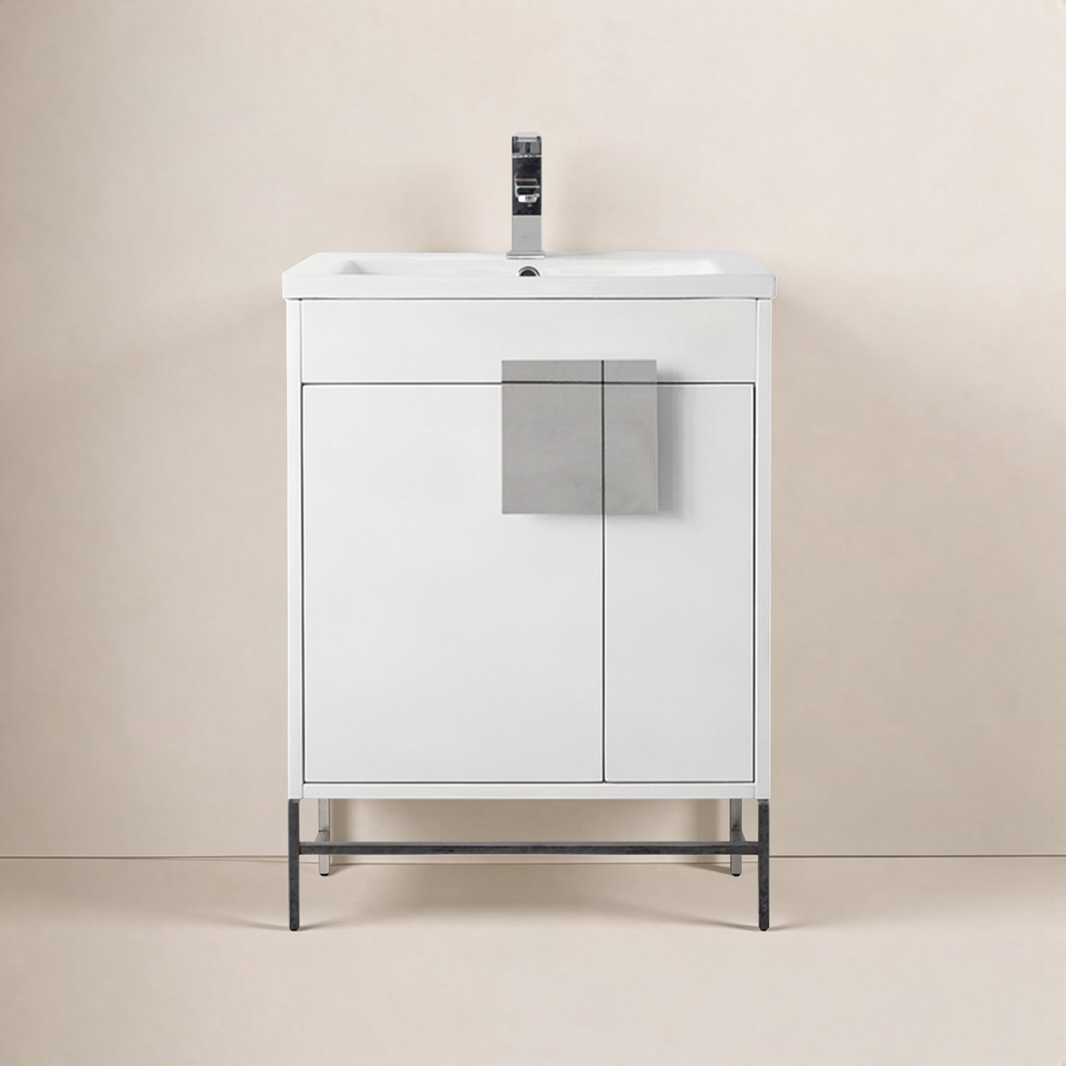 Maisie 24'' Single Bathroom Vanity, White, Polished Chrome