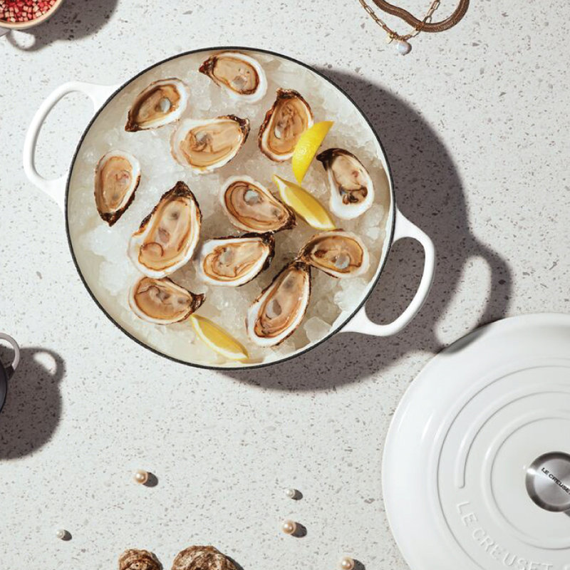 Le Creuset Signature Enameled Cast Iron Braiser with Lid, White