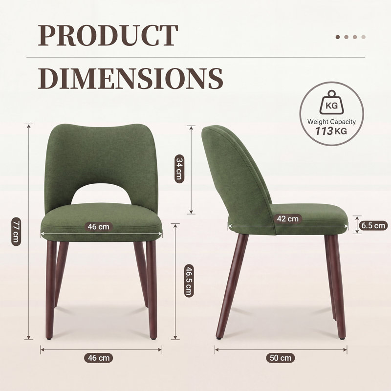 Upholstered Fabric Dining Chair, Green