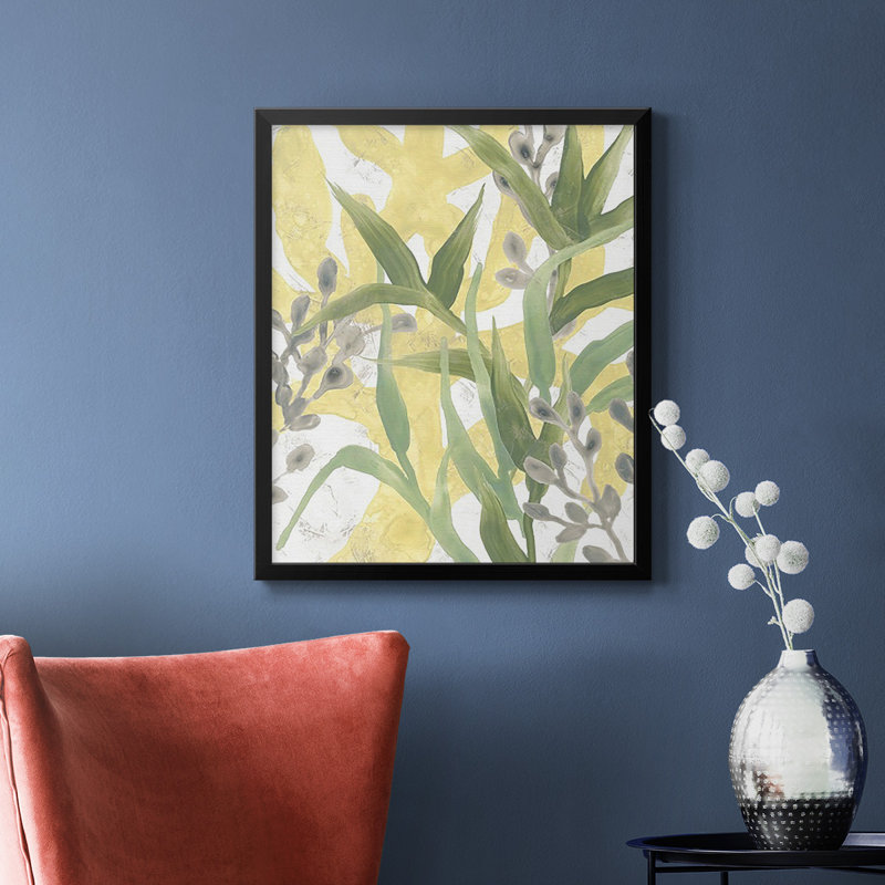 Toile encadrée de qualité supérieure Sea Grass Fresco III - prête à être accrochée, Noir, H 20 po x l 16 po