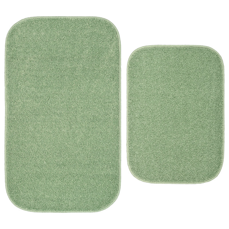 Felia Nylon 2 Piece Bath Rug Set with Non-Slip Backing, Deep Fern
