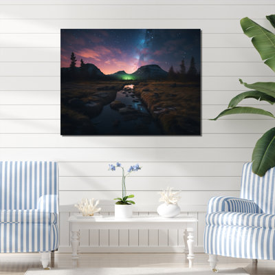 " Golden Sunrise Over The River Mountain Landscape "