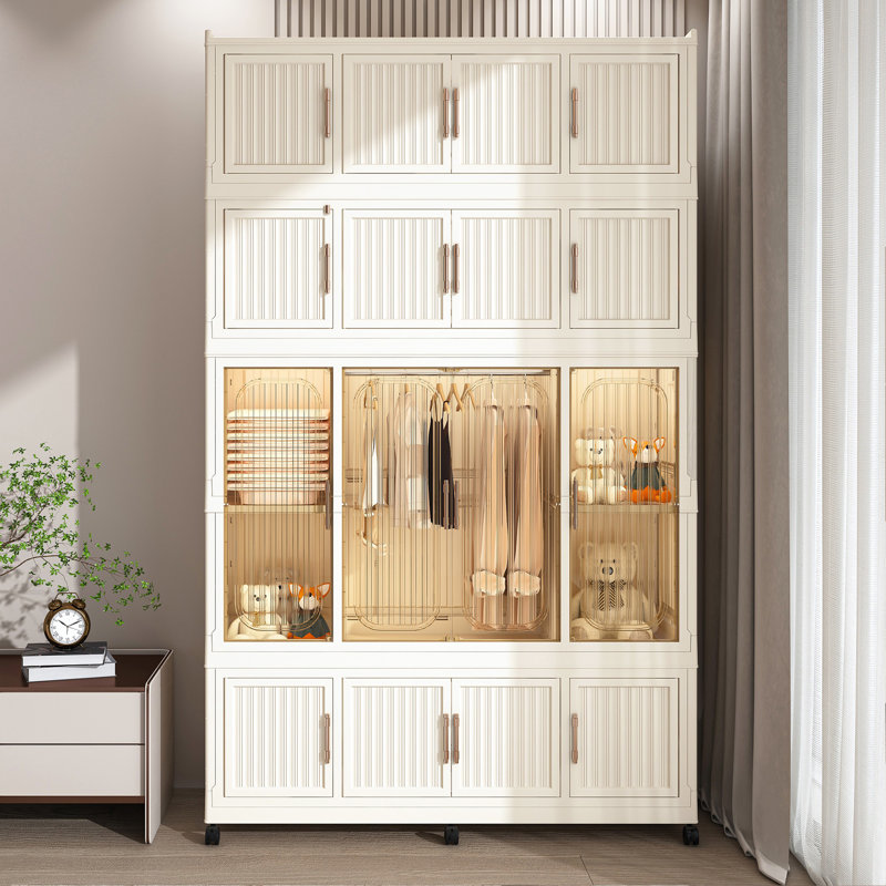 Organisateur de garde-robe portable pour vêtements, commode, armoire de rangement pour bébé, blanc